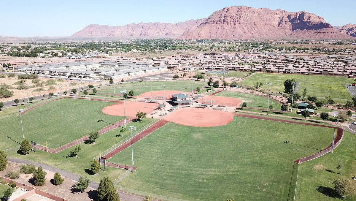 Aerial view of softball complex