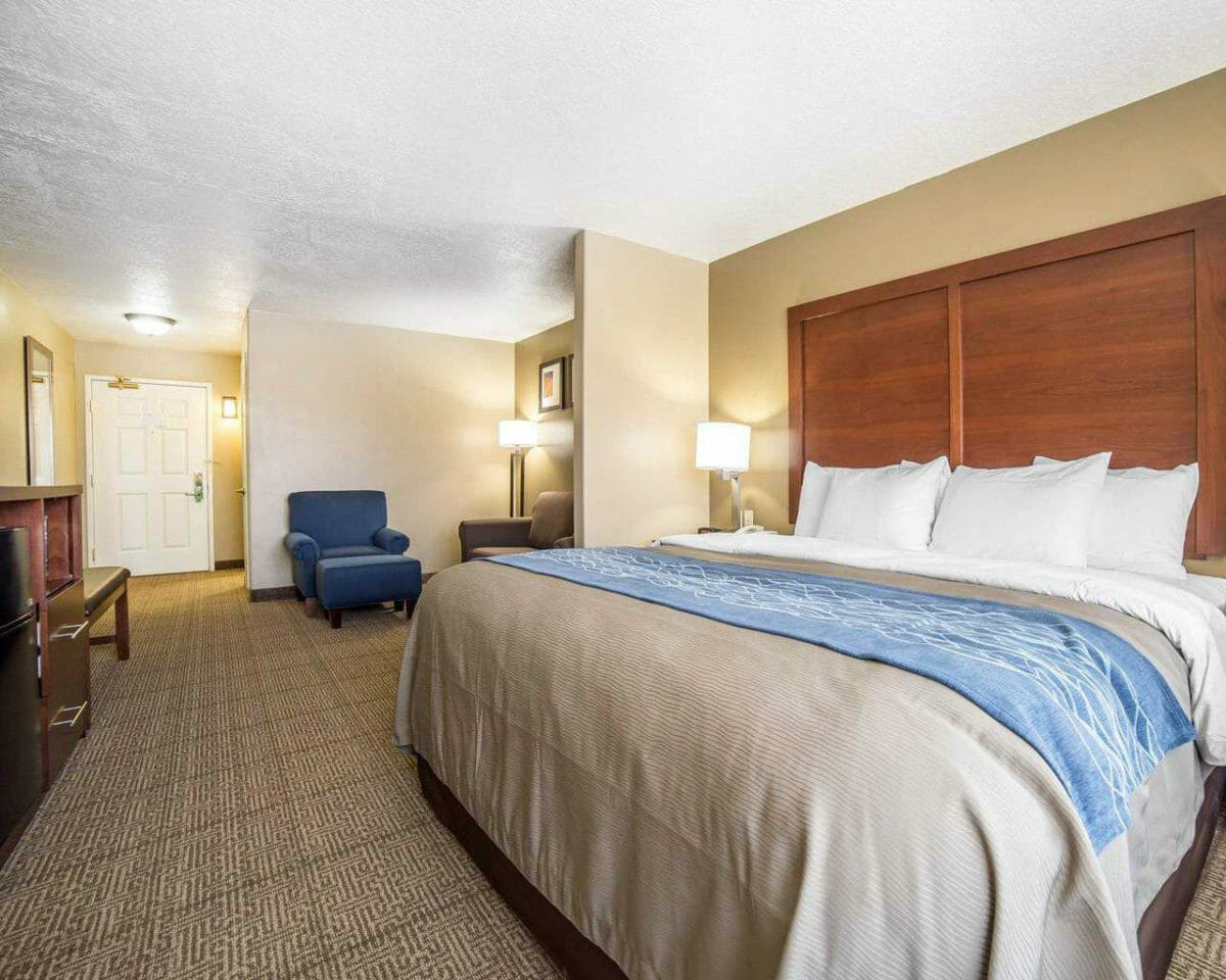 Hotel room with king bed