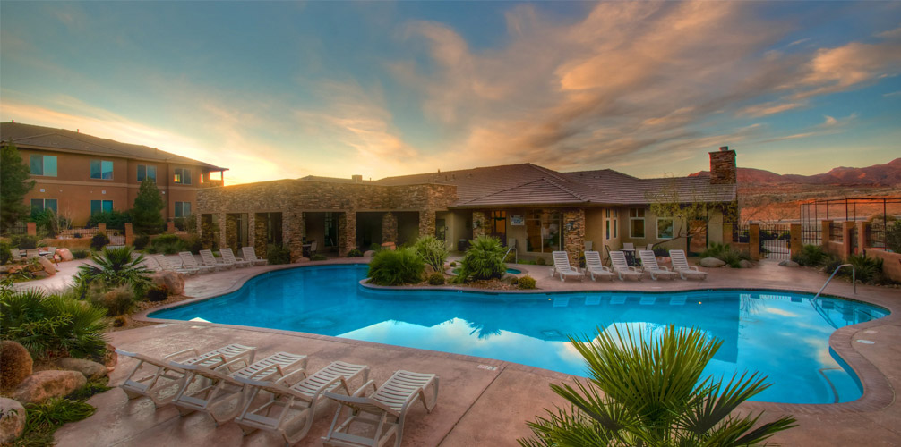 Outdoor Pool and Hot Tub at desert resort