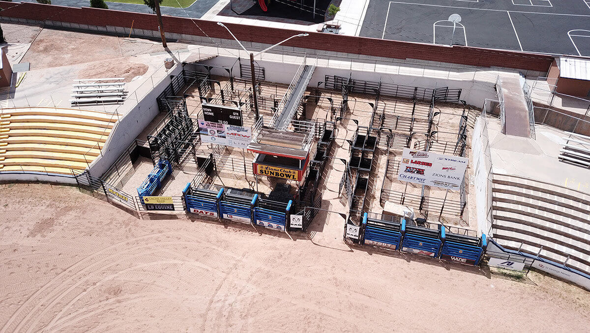 Aerial view of rodeo corrals