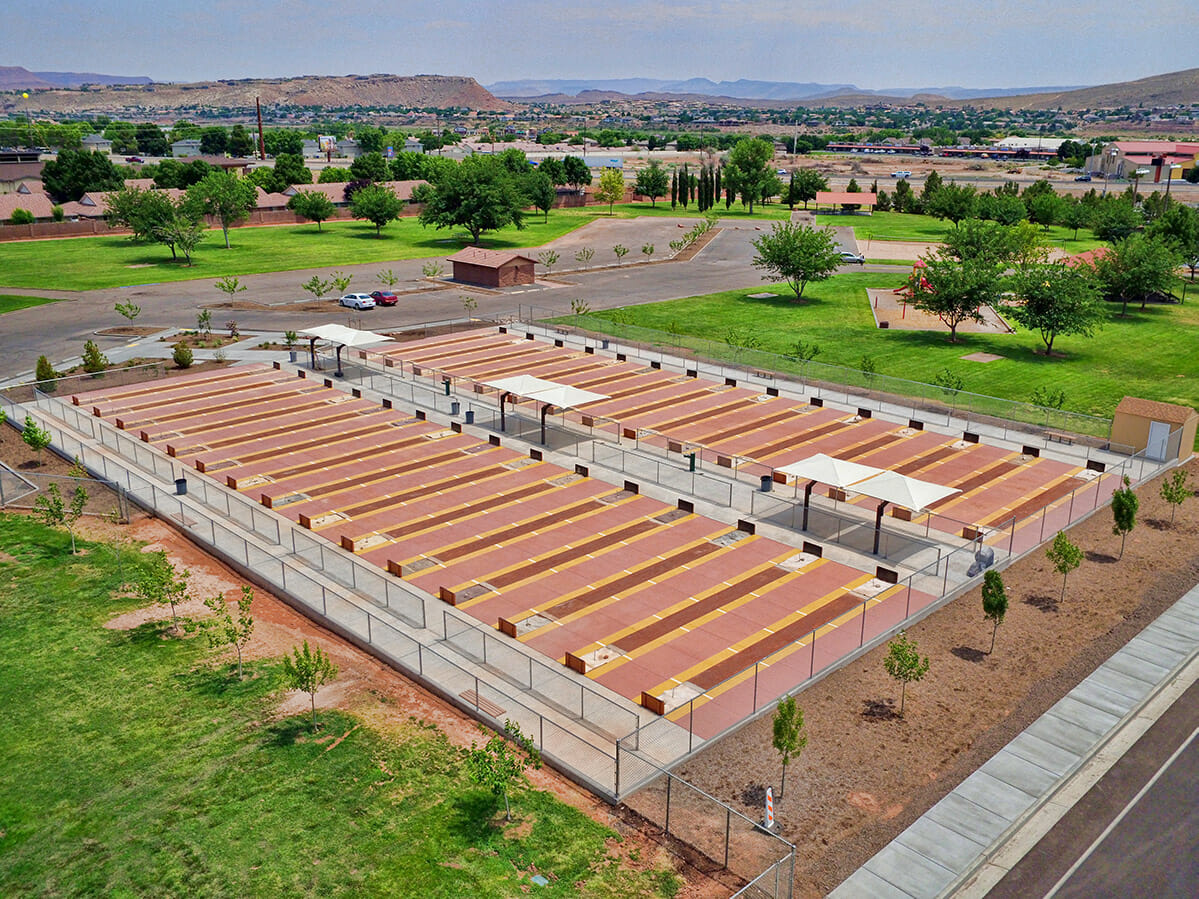Wide view of large horseshoe complex