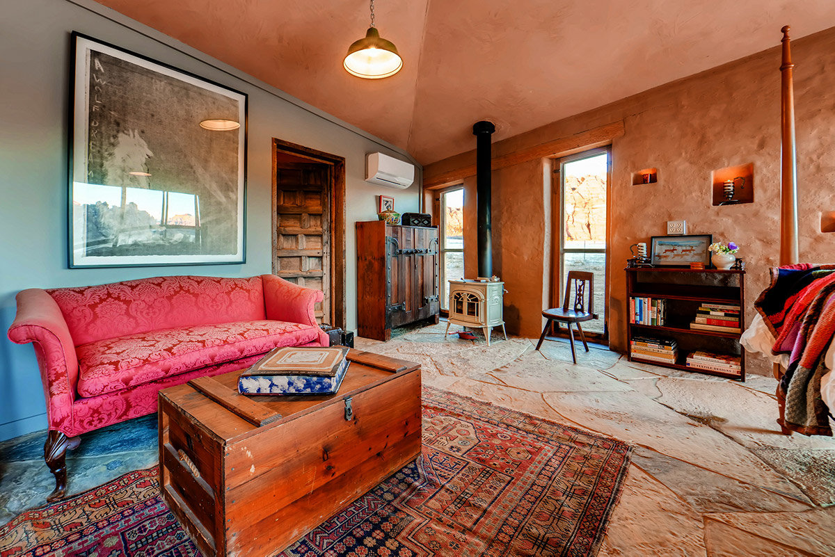 Rustic room in adobe house