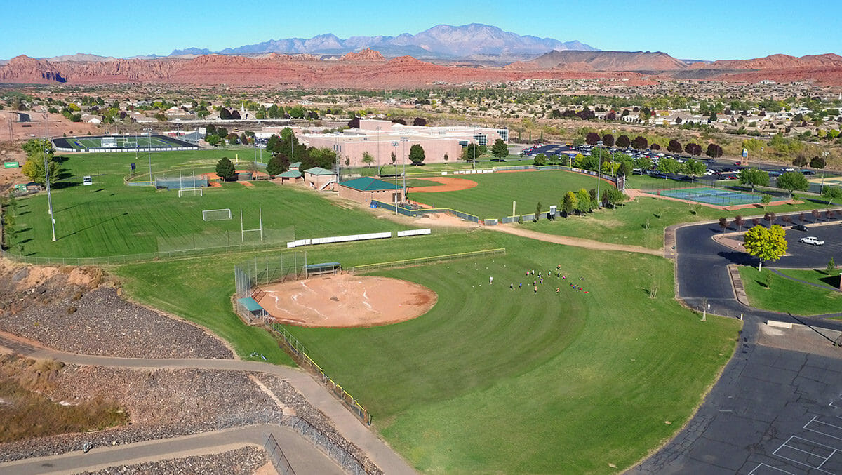 Aerial view of baseball field