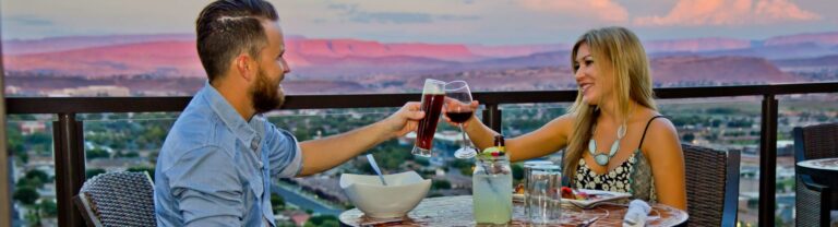 uniquely greater zion dining cliffside restaurant stgeorge couple dining 2700x730 1 scaled