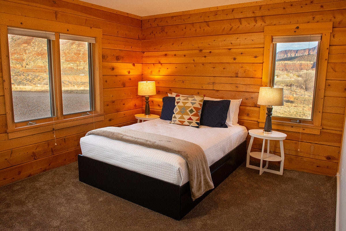 Cabin bedroom with queen